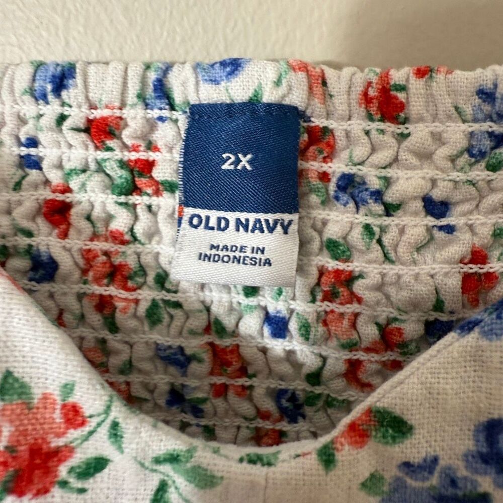 Old Navy Fit & Flare Plus Size Linen Blend Cottagecore Floral Midi Dress Size 2X - Picture 4 of 8